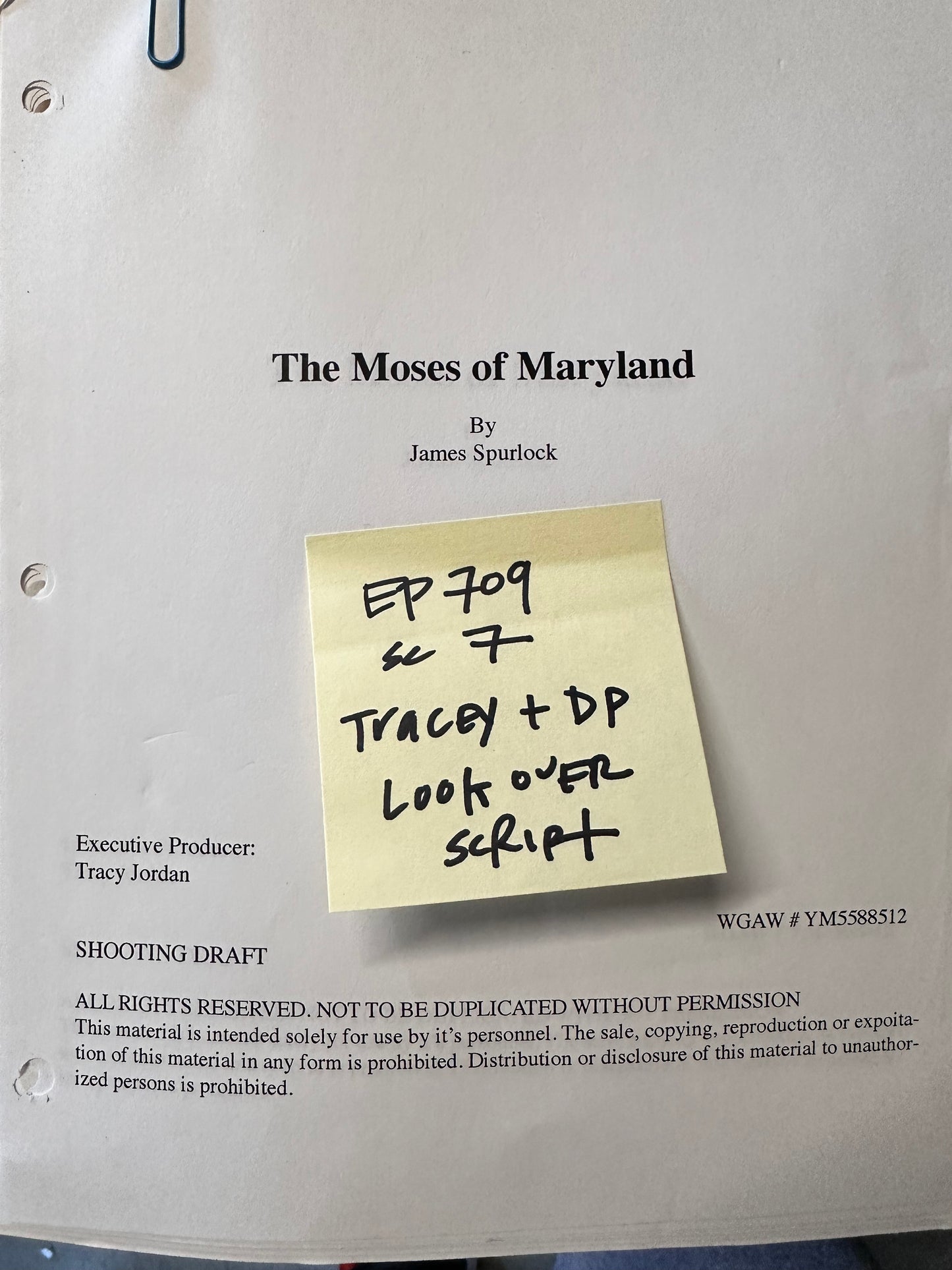 30 Rock: Moses of Maryland Cover Sheet & Faux Draft (2 of 3)