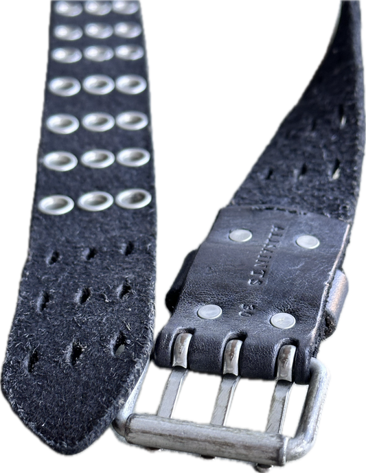 Silicon Valley: Russ' Russ Fest ALL SAINTS Black and silver Leather Belt (32)