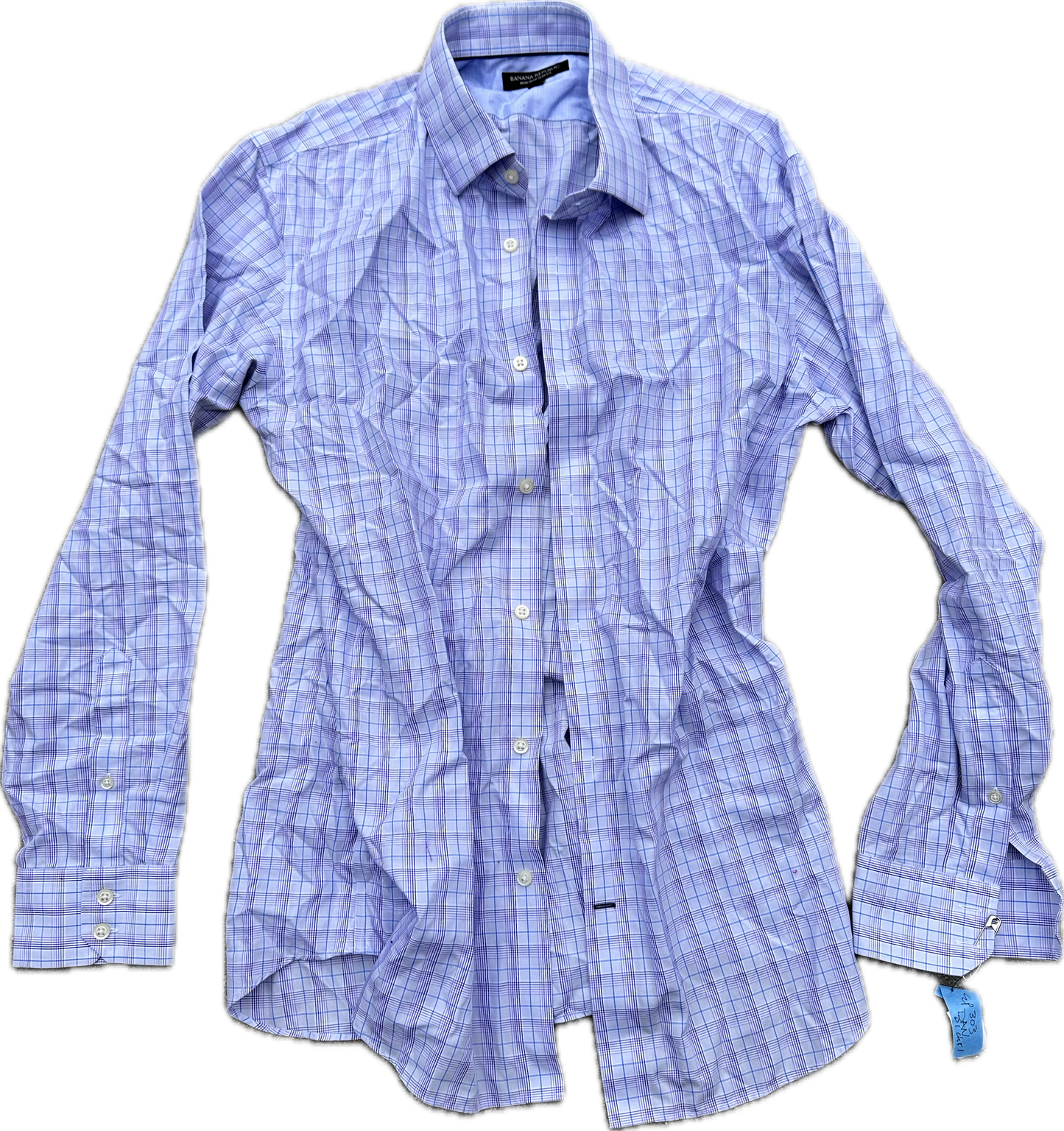 VEEP: Reed Scott “Dan Egan” BANANA REPUBLIC Purple and Blue Check Button Up Shirt from Episode 303 D.1 (L)