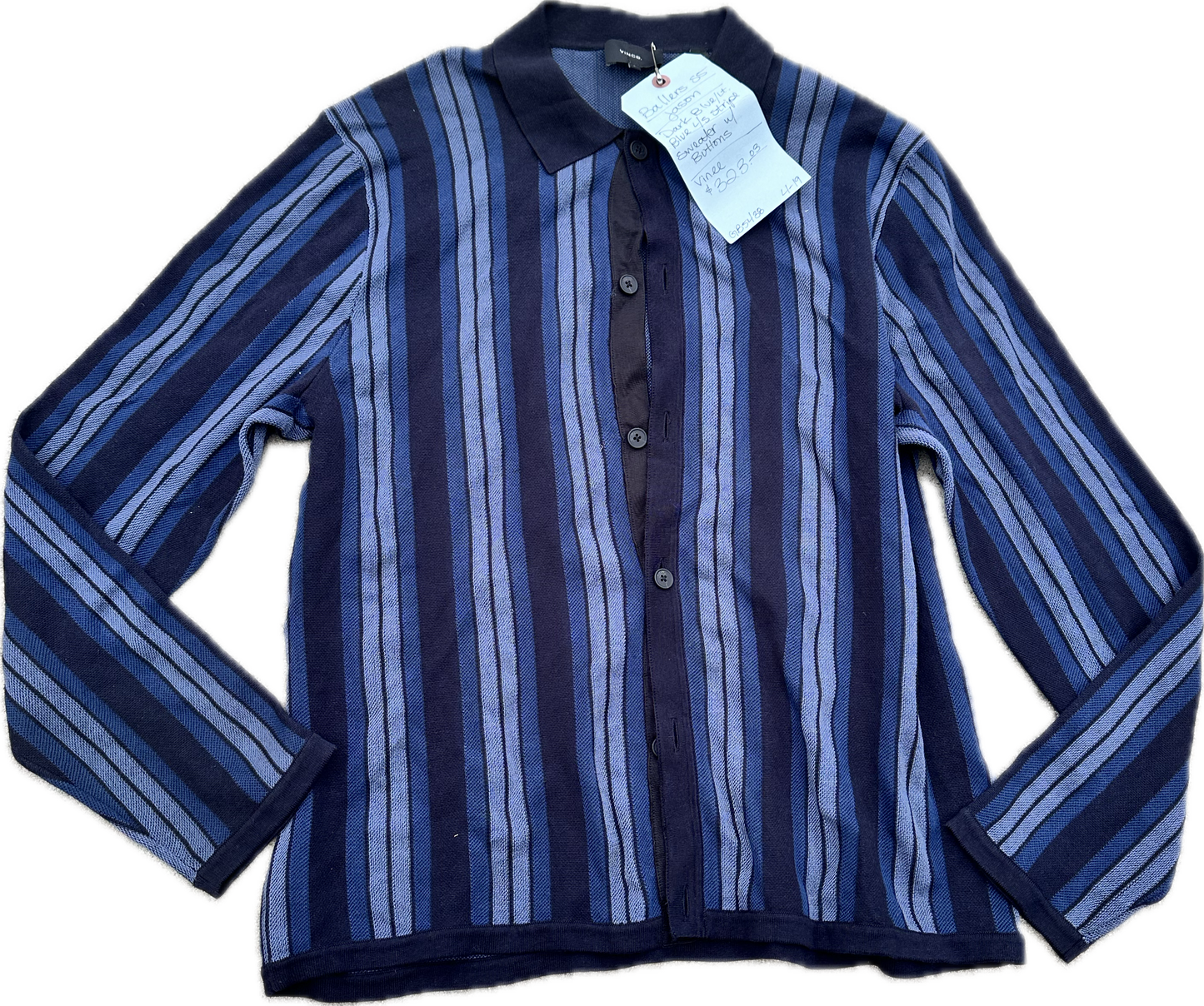 BALLERS: Jason‘s Season 5 Blue Stripe Sweater with Buttons (L)