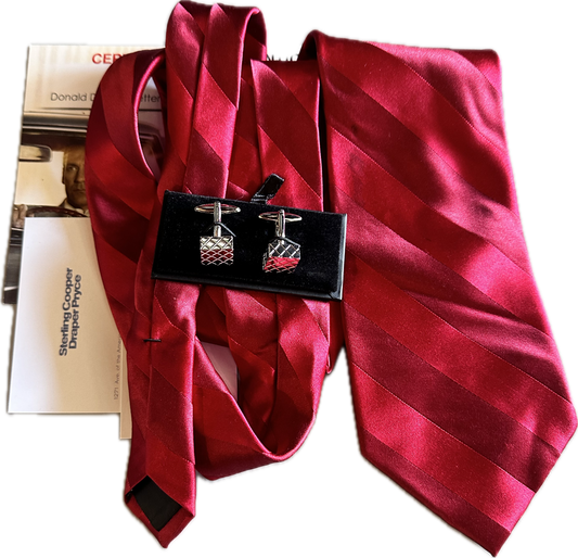 MAD MEN: Don Draper’s Cufflinks, Red Necktie and Business Cards