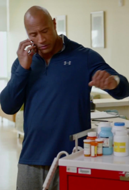 BALLERS: Spencer Strassmore “Dwayne Johnson” fitted Under Armour LS Blue Shirt (XL)