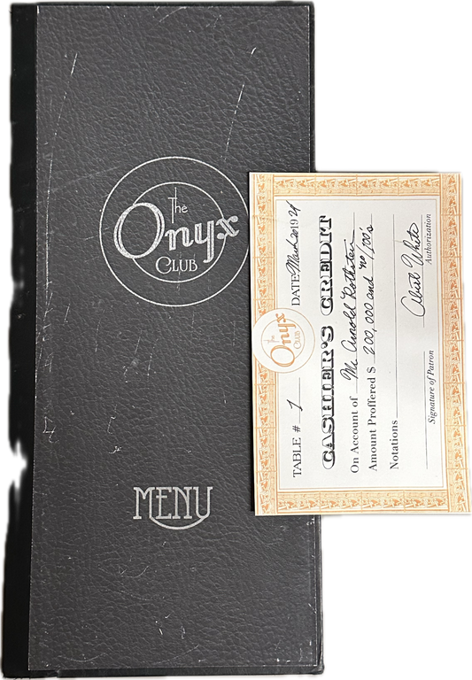 Boardwalk Empire: Arnold Rothstein HERO The Onyx Club Cashiers Check and Menu