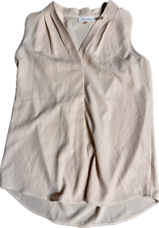 PARKS AND RECREATION: Leslie Knope CALVIN KLINE Nude sleeveless Shirt (M)