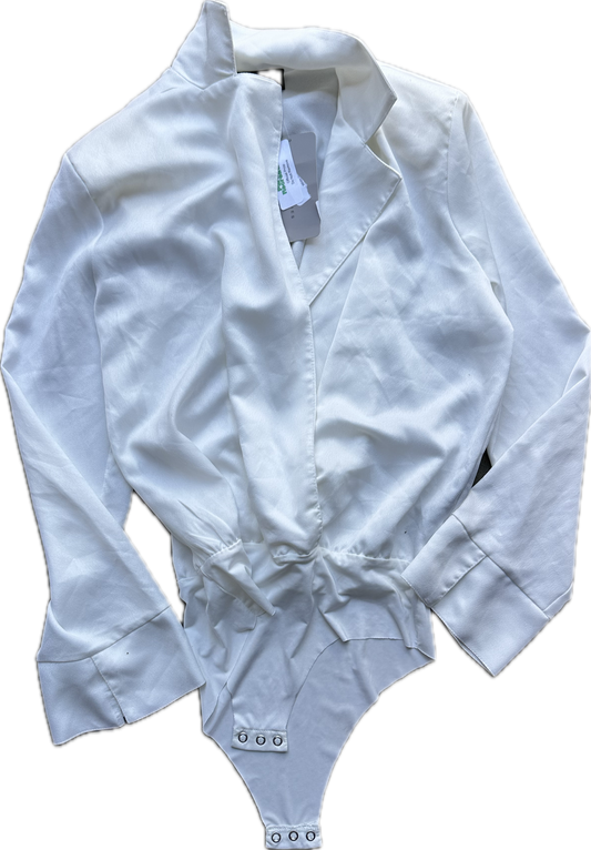 PARKS AND RECREATION: Leslie Knope's ZARA White Body Suit Shirt (M)