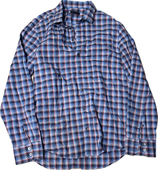 JUSTIFIED: Raylan's ZACHERY PRELL HERO LONG-sleeve plaid button Shirt (M)