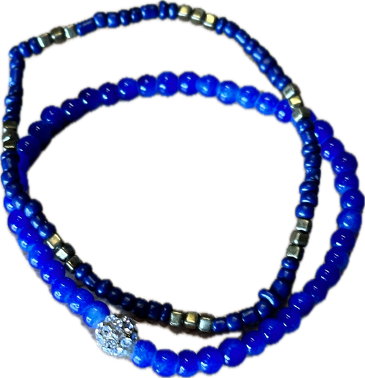 BONES: Dr Brennan Double blue Beeded Bracelets