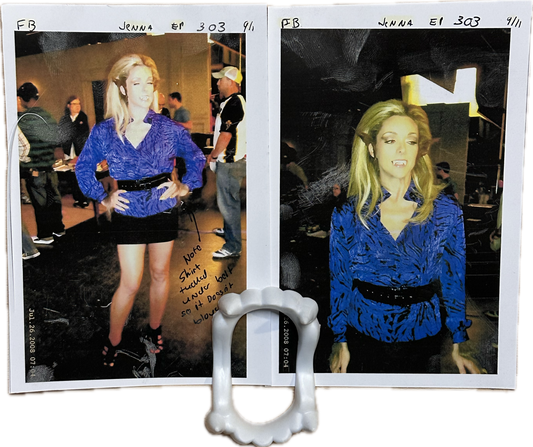 30 ROCK: Jenna's Behind The Scenes Continuity Picture and Prop Vampire Teeth