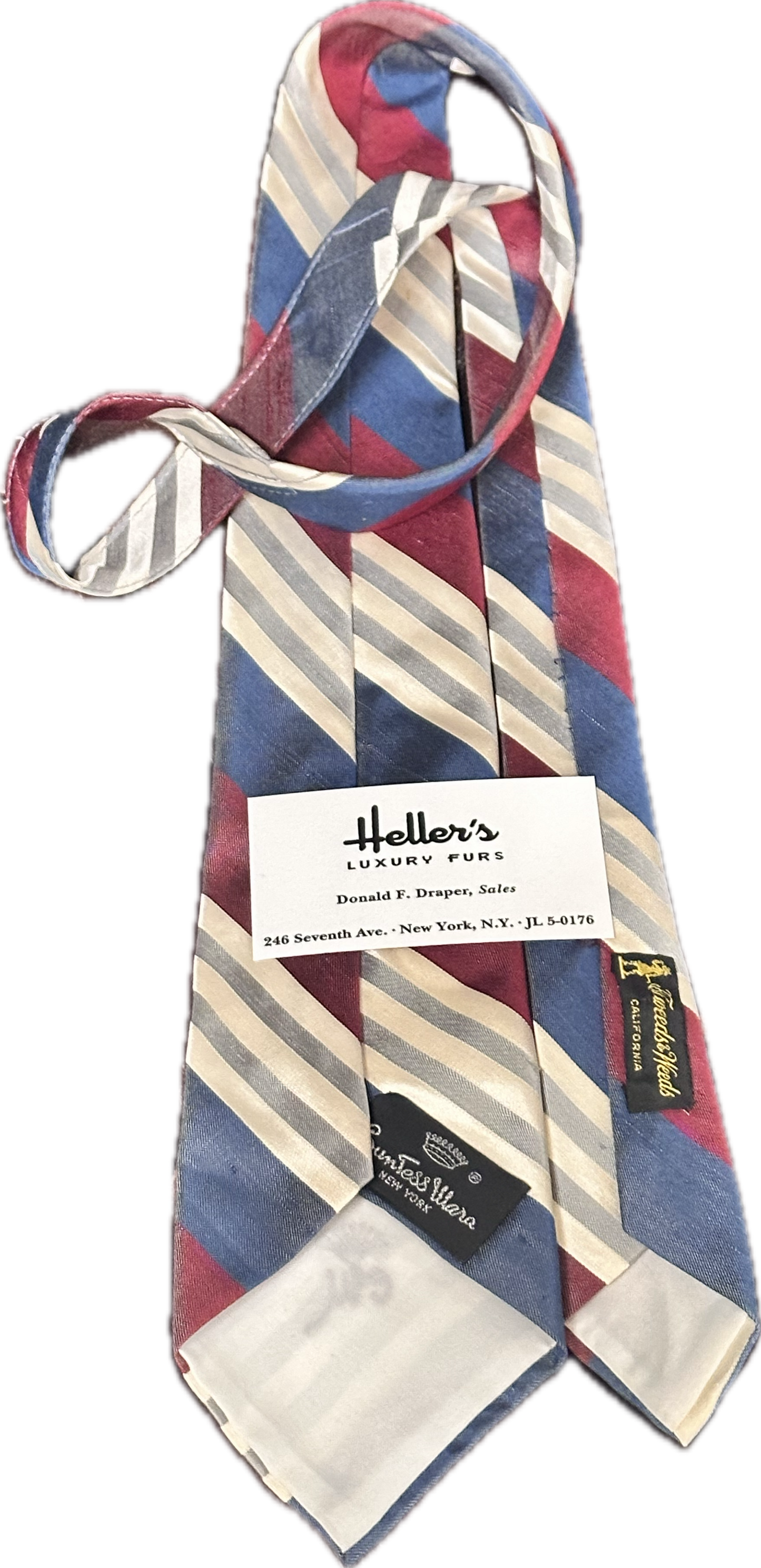 MAD MEN: Donald Draper Mid-Century Striped Necktie and Sterling Cooper Business Card