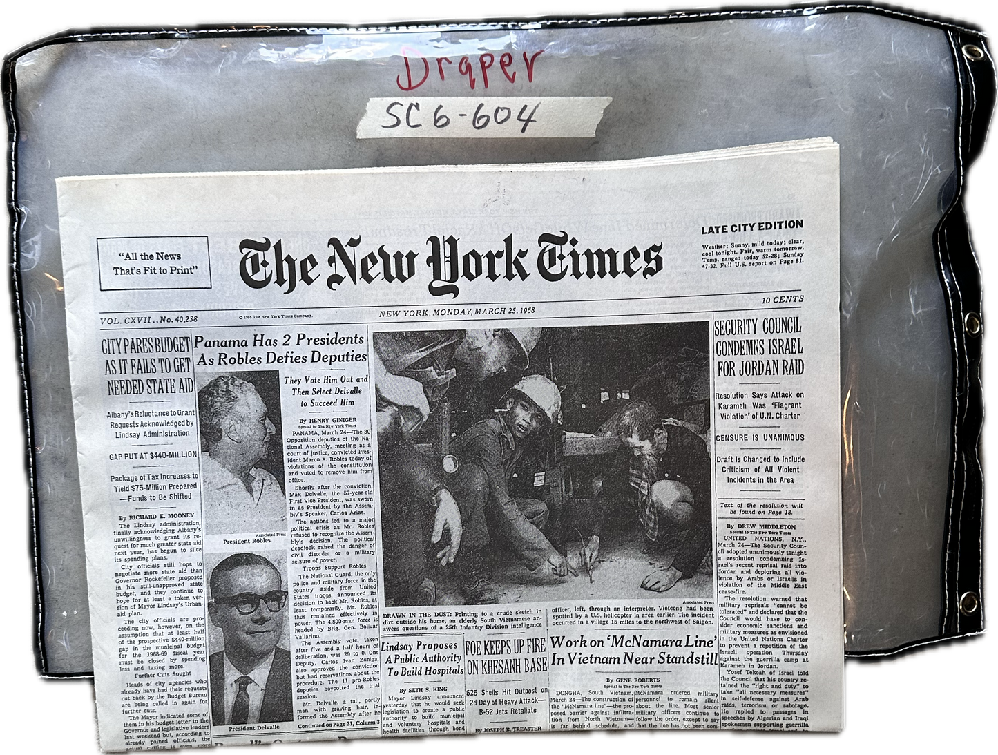 Mad Men: Don Draper Ep. 604 Sc 6 New York Times Newspaper 3 25 1968