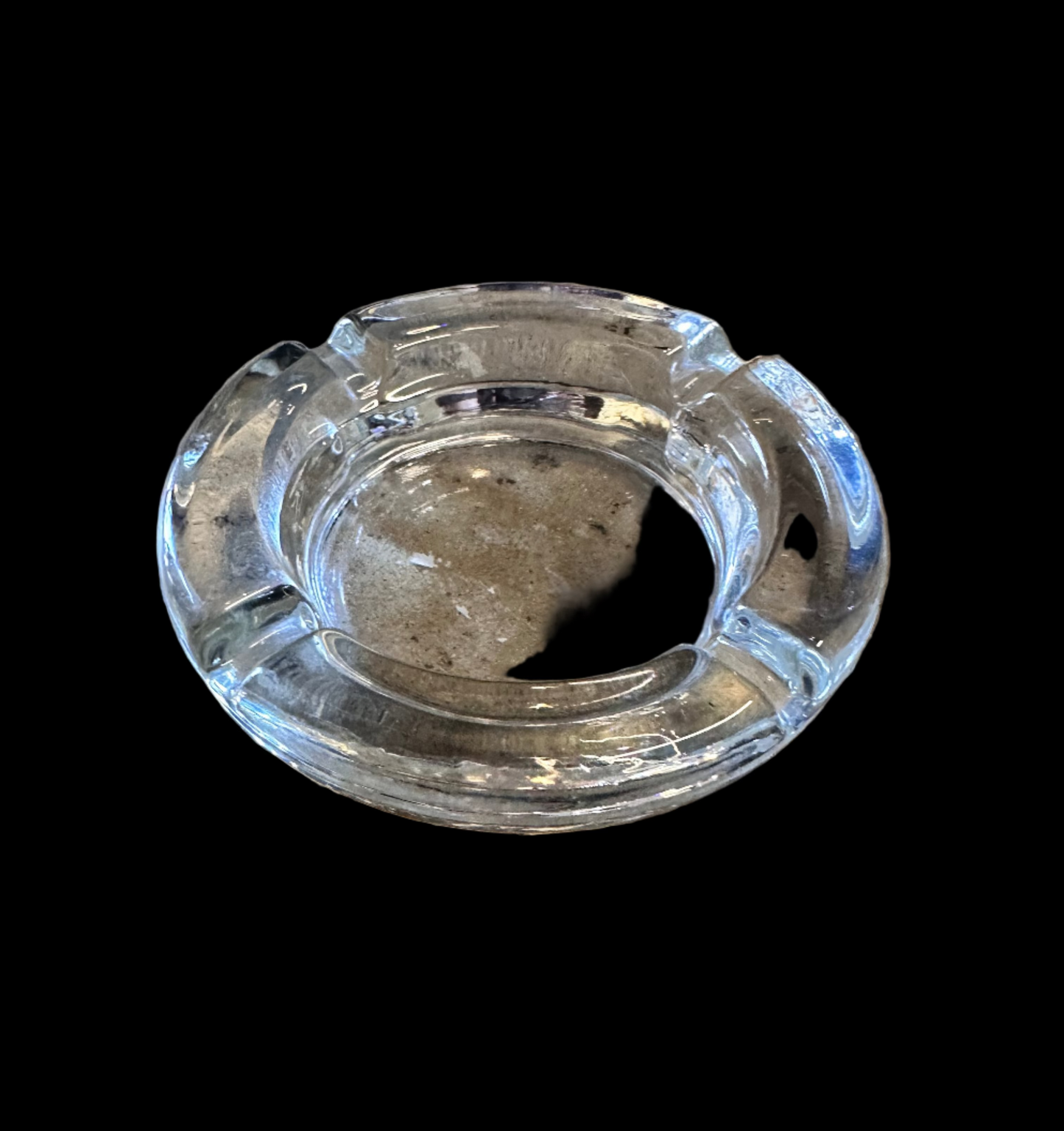 MAD MEN: Don Draper Mid Century Circular Clear Glass Ashtray and Business Card