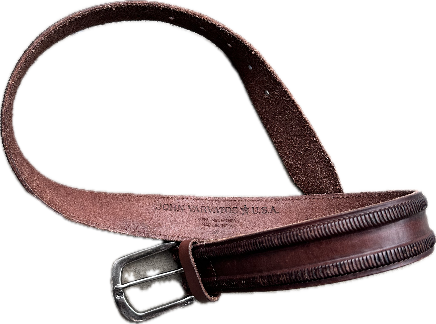 JUSTIFIED: Raylan's HERO JOHN VARVATOS Top Grain Leather Belt and Silver Buckle (34)