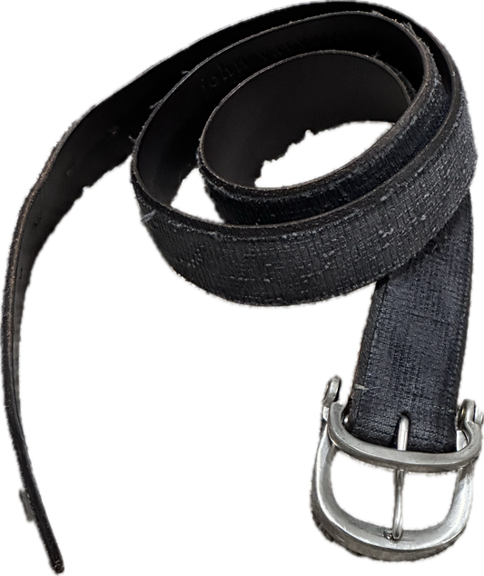 THE GENTLEMEN: Michael's JOHN VARVATOS Silver Buckle Full Grain Hide Leather Belt(36)