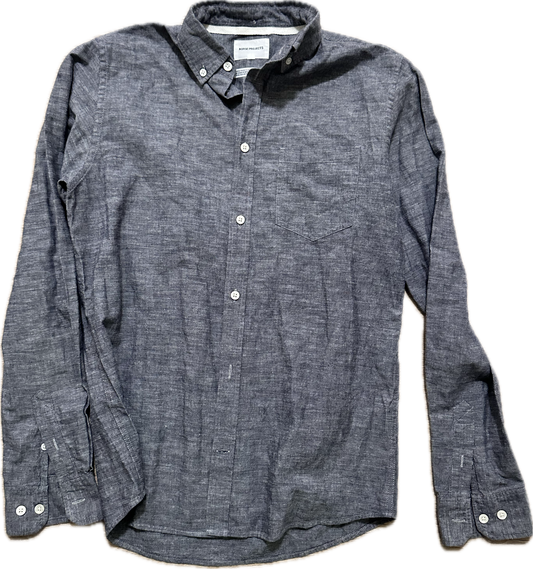 JUSTIFIED: Raylan's NORSE PROJECTS Charcoal Denim Button Down Shirt (M)