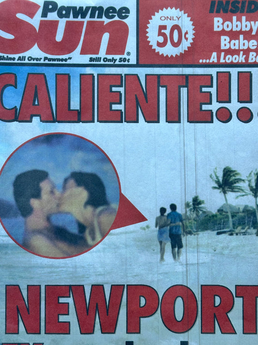 PARKS AND RECREATION: Leslie Knope's Pawnee Sun Newspaper front and back page Prop