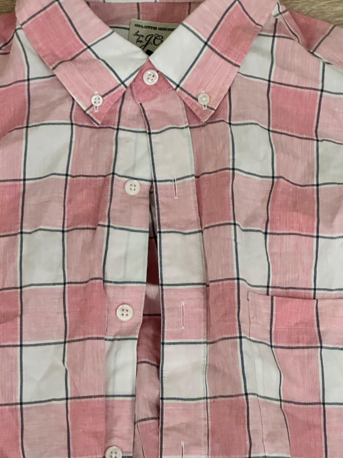 NEW GIRL: Schmidt's J Crew Pink and White Plaid Button Down Shirt (M)