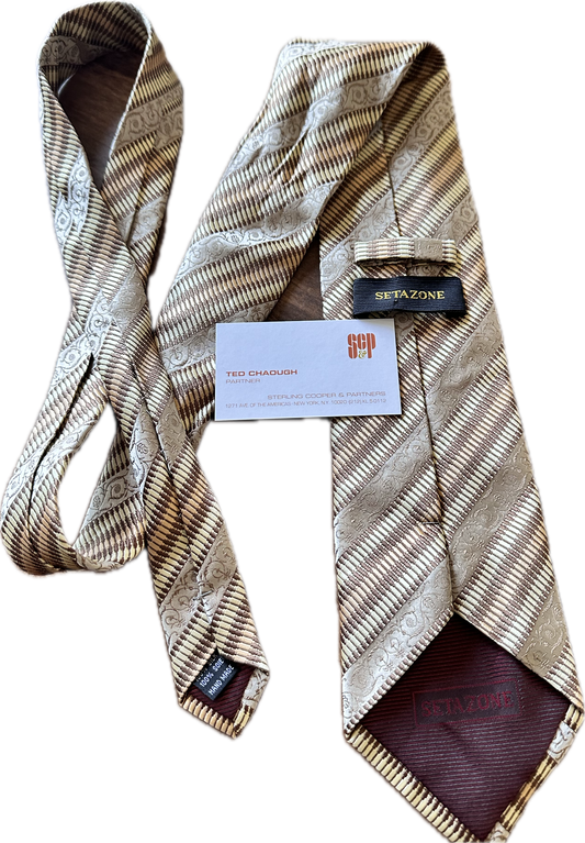 MAD MEN: Ted Chaough 1960s Vintage Necktie & Business Card