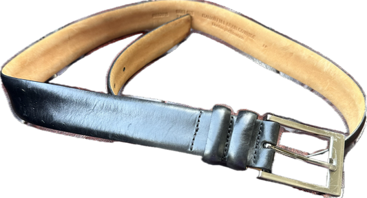 THE OFFICE: Ryan's Silver Buckle Black Leather Belt