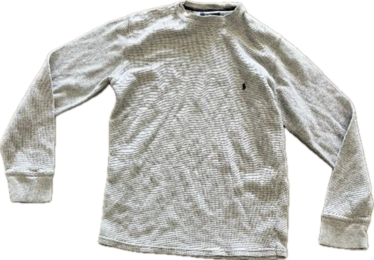 NEW GIRL: Nick Miller's Ralph Lauren Polo Grey Thermal Long Sleeve Shirt (S)