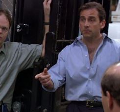 THE OFFICE: Michael Scott's Silver Buckle Black and Brown Reversible Belt (34-36)