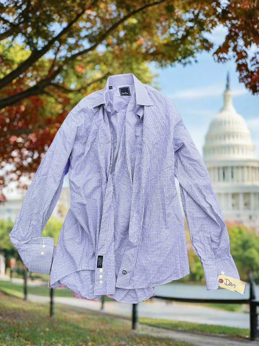 VEEP: Reed Scott “Dan Egan” David Donahue Blue White and Grey Check Button Up Shirt (16/35)