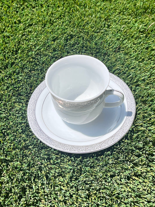 MAD MEN: Betty's Mid-Century Crown Italian design China Tea Cup and Plate