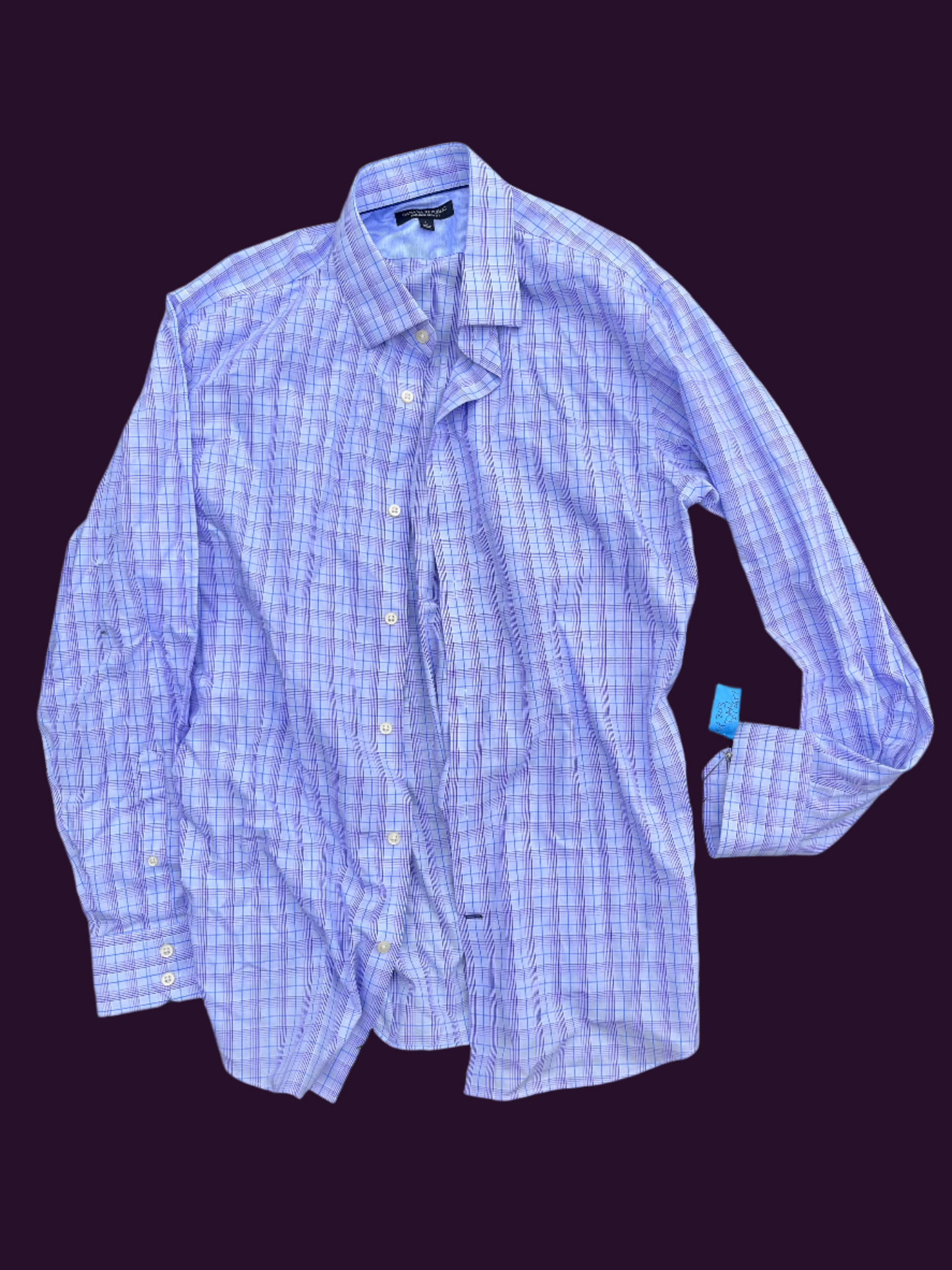 VEEP: Reed Scott “Dan Egan” BANANA REPUBLIC Purple and Blue Check Button Up Shirt from Episode 303 D.1 (L)