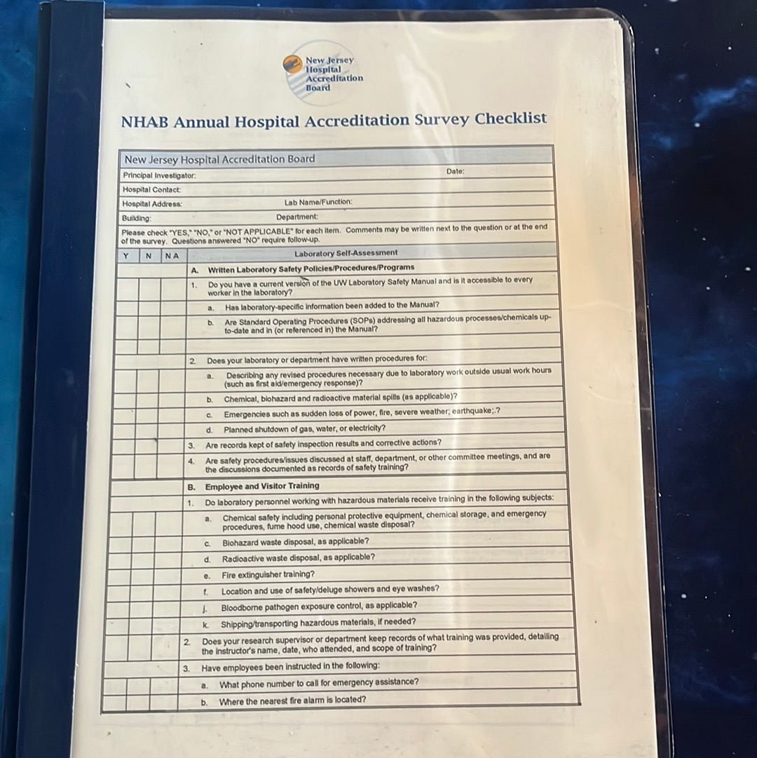 House: Dr. Gregory House NHAB Annual Hospital Accreditation Survey Che ...