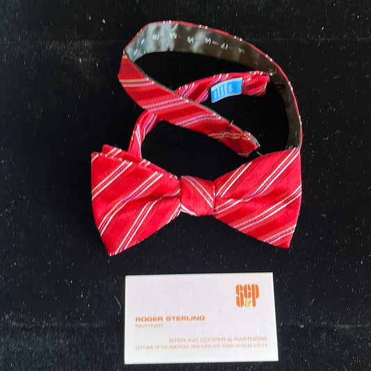 MAD MEN: Roger’s Candy Cane Mid-Century Bow necktie and Business Card