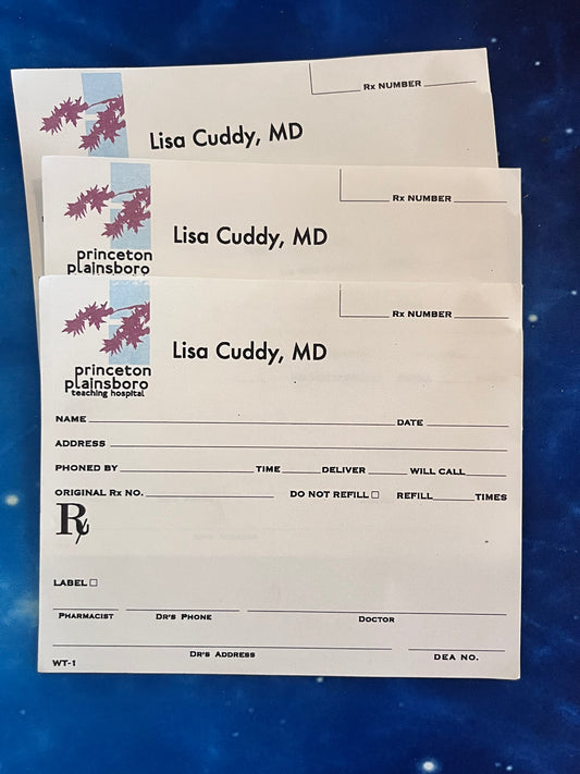 HOUSE: Dr Cuddy Blank Prescription Slips (3)