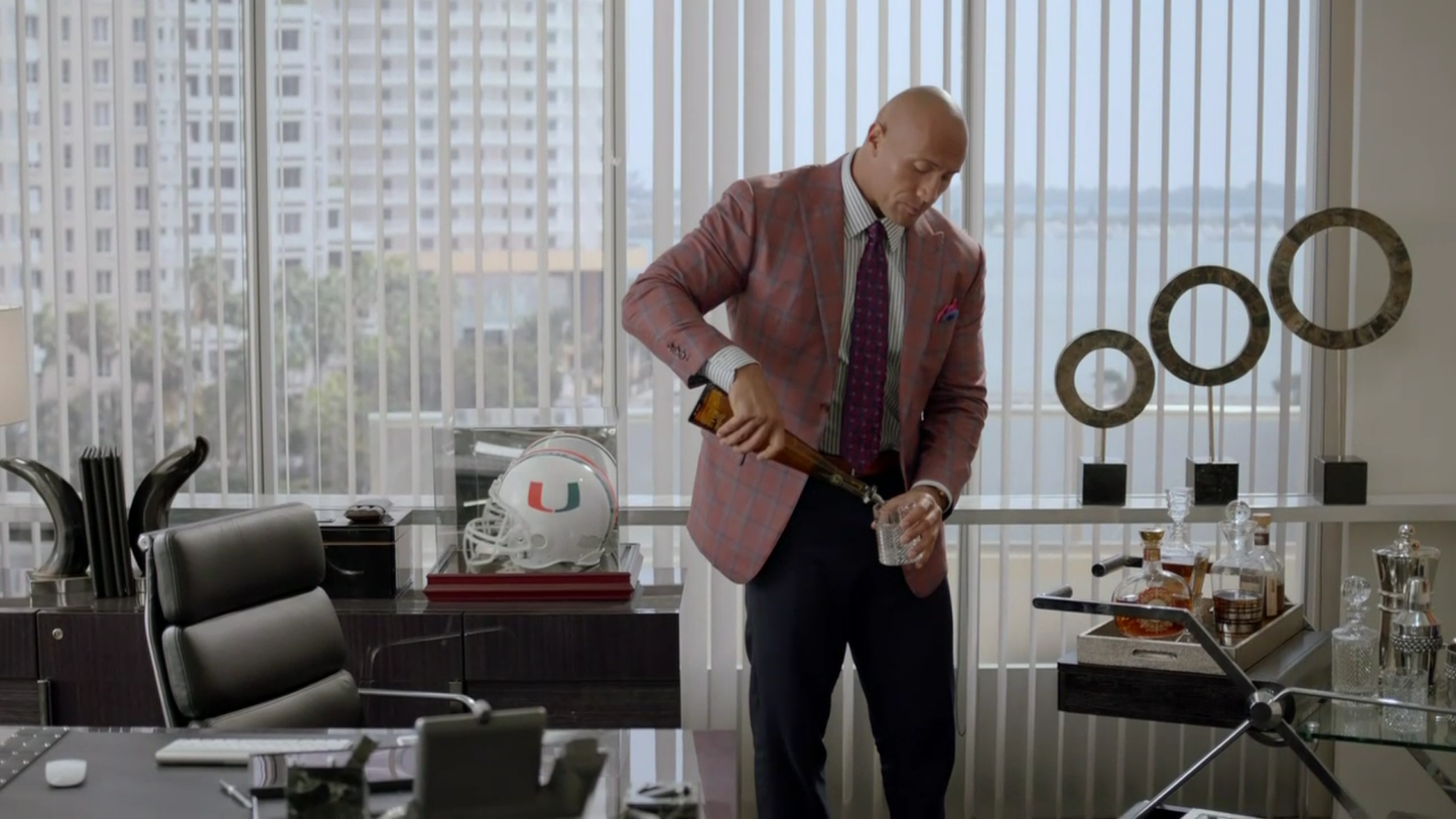 BALLERS: Spencer's ASM Office Crate & Barrel Whiskey Glasses and Business Card