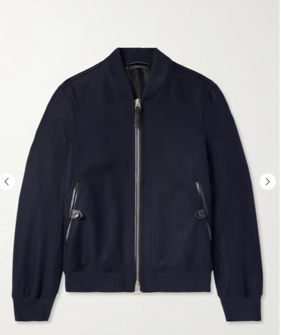 WRATH OF MAN: “H” HERO TOM FORD Leather-Trimmed Wool-Felt Bomber Jacket