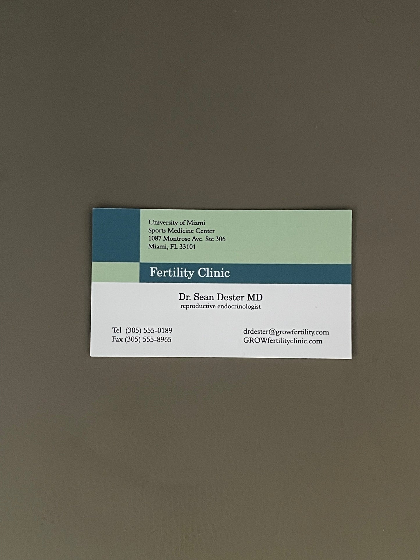 BALLERS: Dr. Sean Dester's Fertility Clinic Business Card