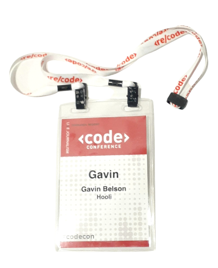 SILICON VALLEY: Gavin Belson's Code Conference Badge