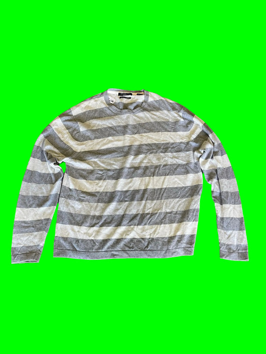 SILICON VALLEY: Gilfoyle's HERO IMPERMEABLE Cotton Cashmere Striped Long Sleeve Shirt (L)(M)