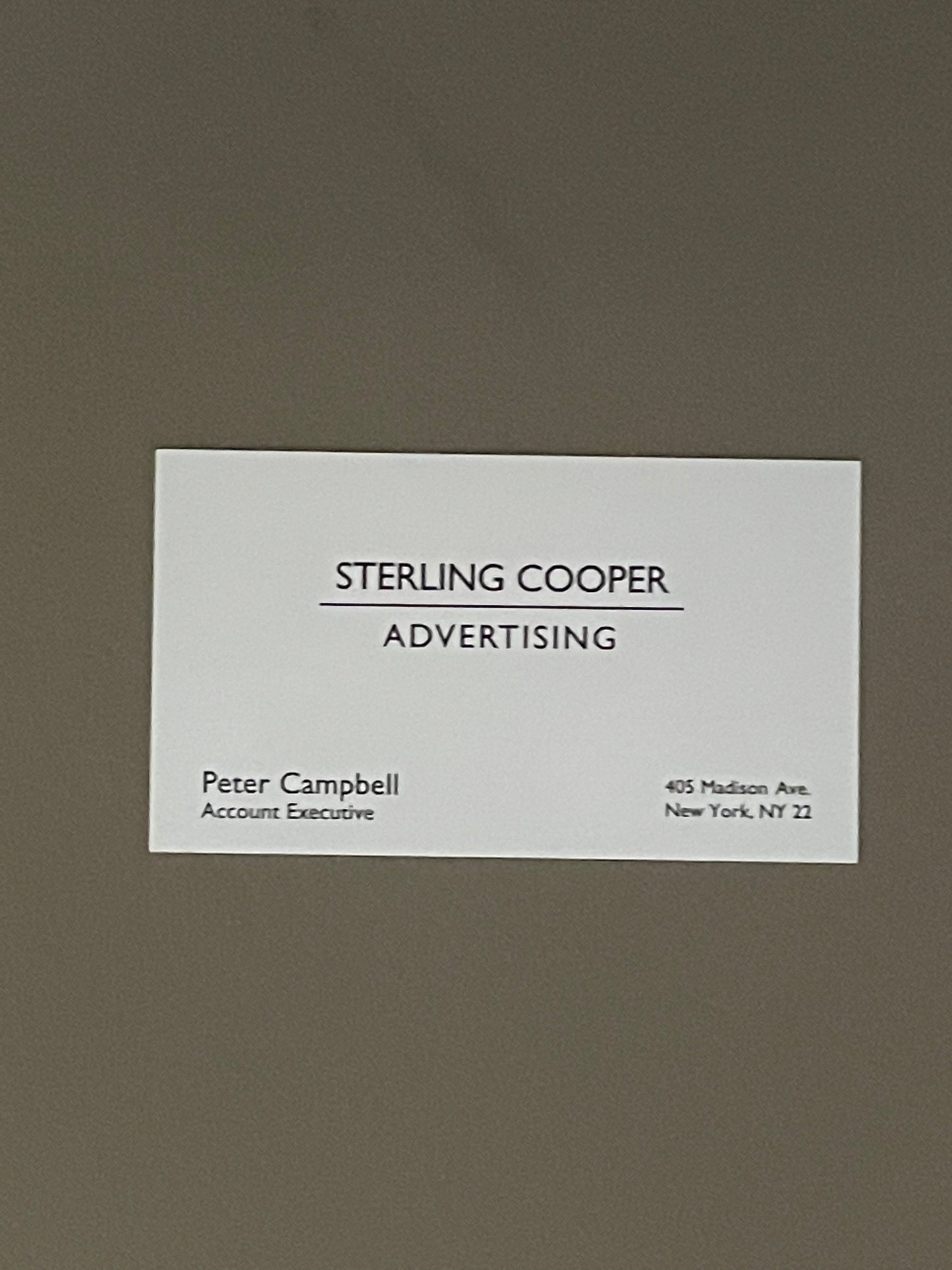Mad Men: Peter Campbell's Sterling Cooper Business Card