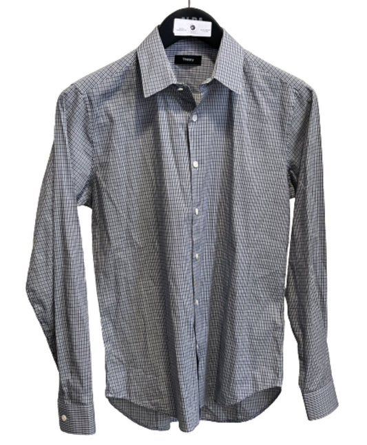 NEW GIRL: Nick's THEORY Grey Plaid Button Up Long Sleeve Shirt (M)