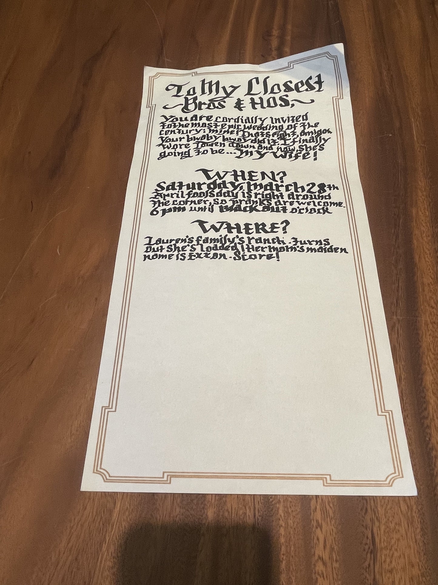 THE MINDY PROJECT: Large Scroll Wedding Invite