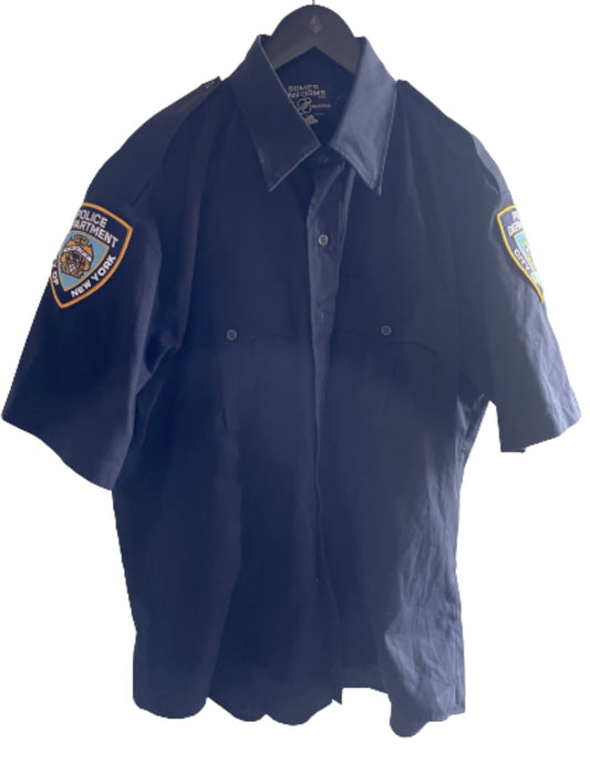 SHADES OF BLUE: Tess' NYPD Navy Blue Short Sleeve Shirt (M)