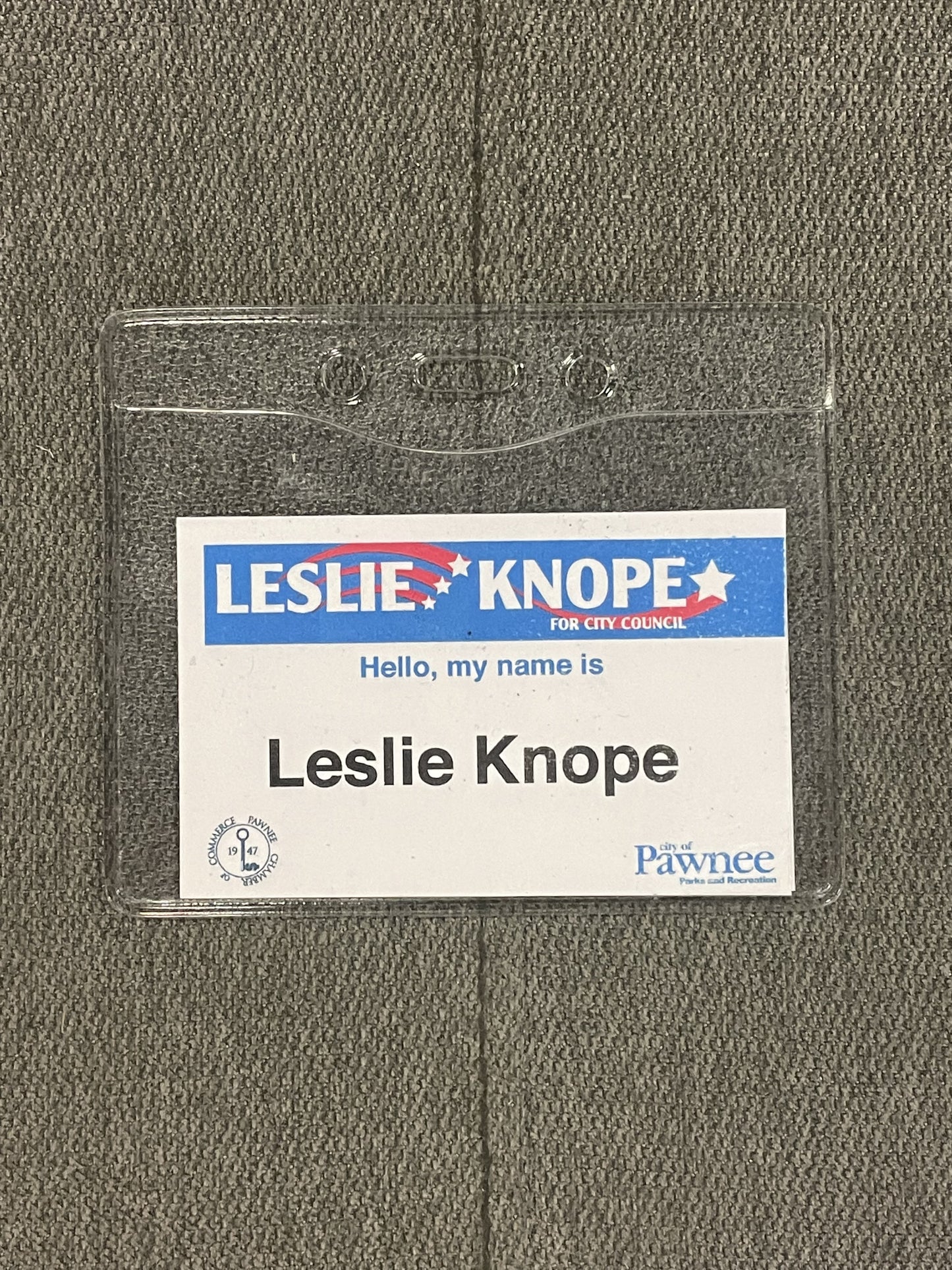Parks and Recreation: "Hello, my name is Leslie Knope" Pawnee Nametag