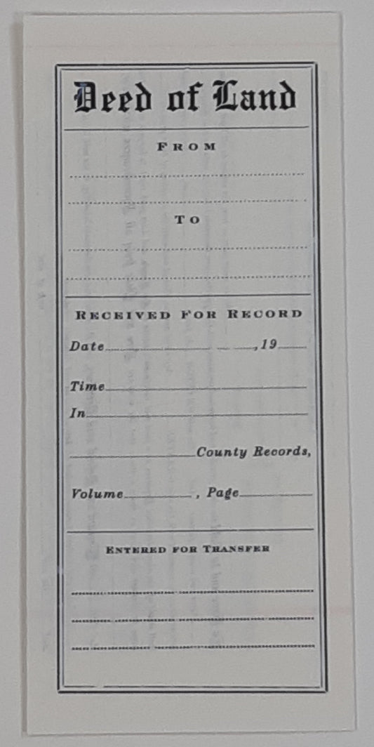Boardwalk Empire: Deed Of Land County Record (Blank)