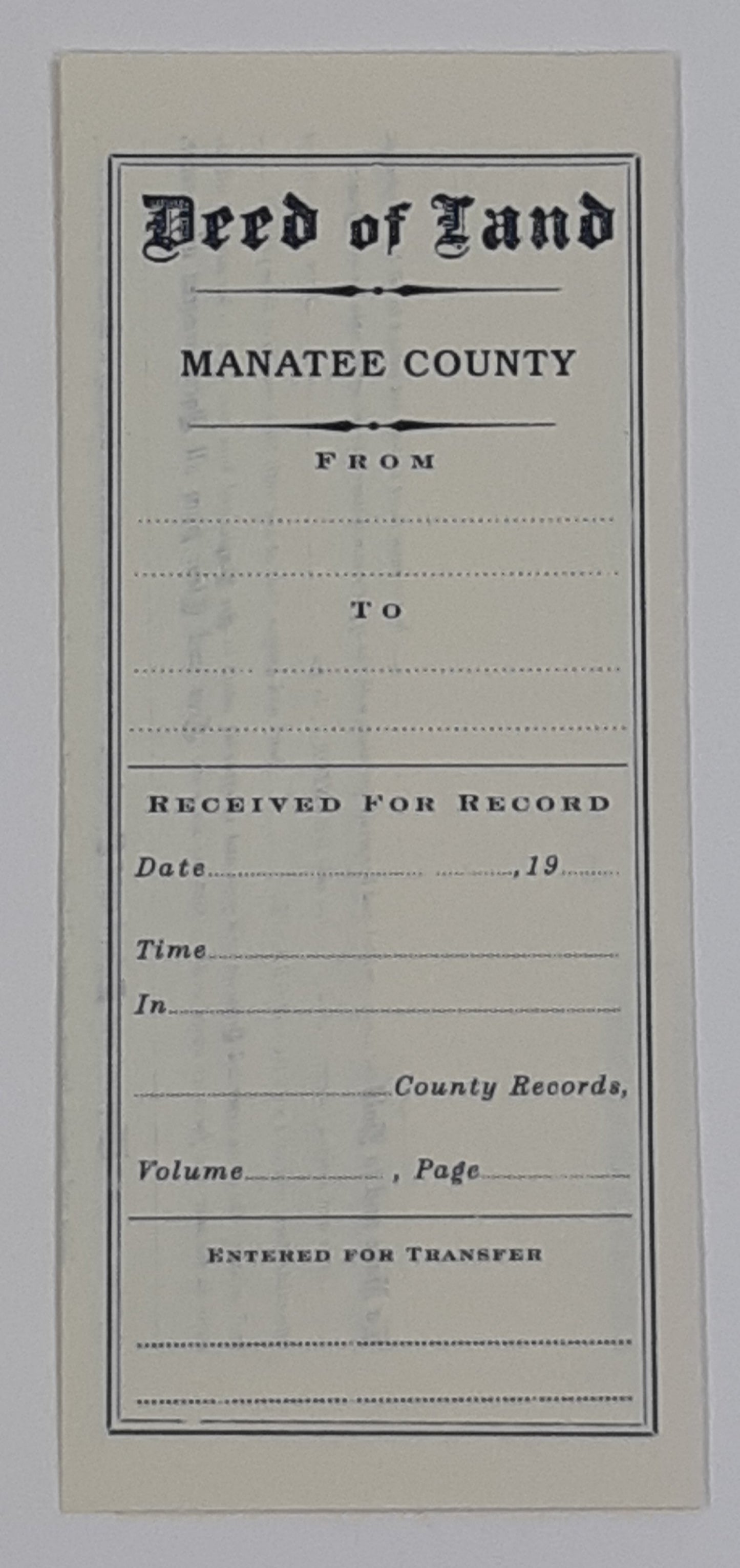 Boardwalk Empire: Deed Of Land Manatee County Record