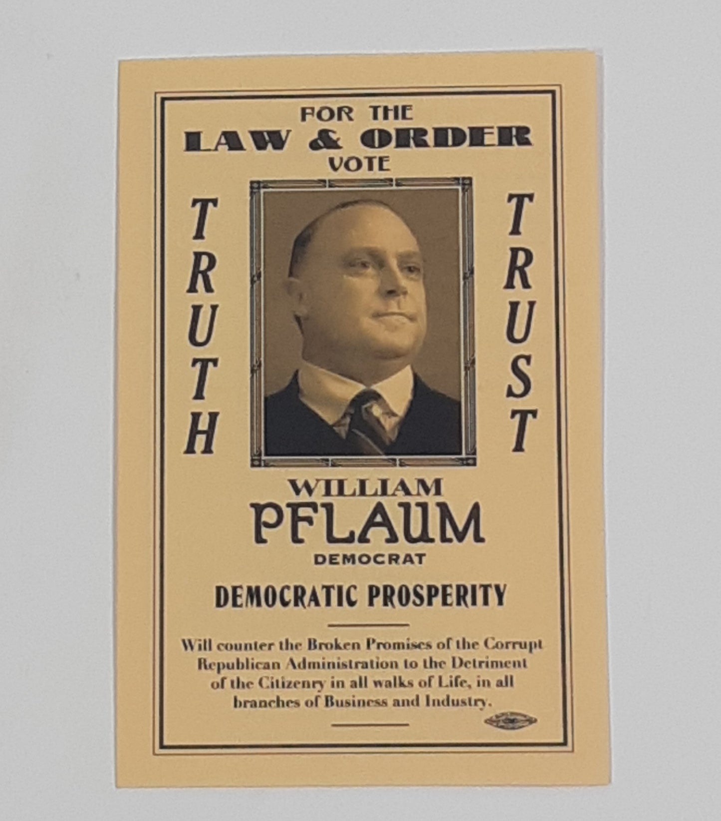Boardwalk Empire: Vote William Pflaum Flyer