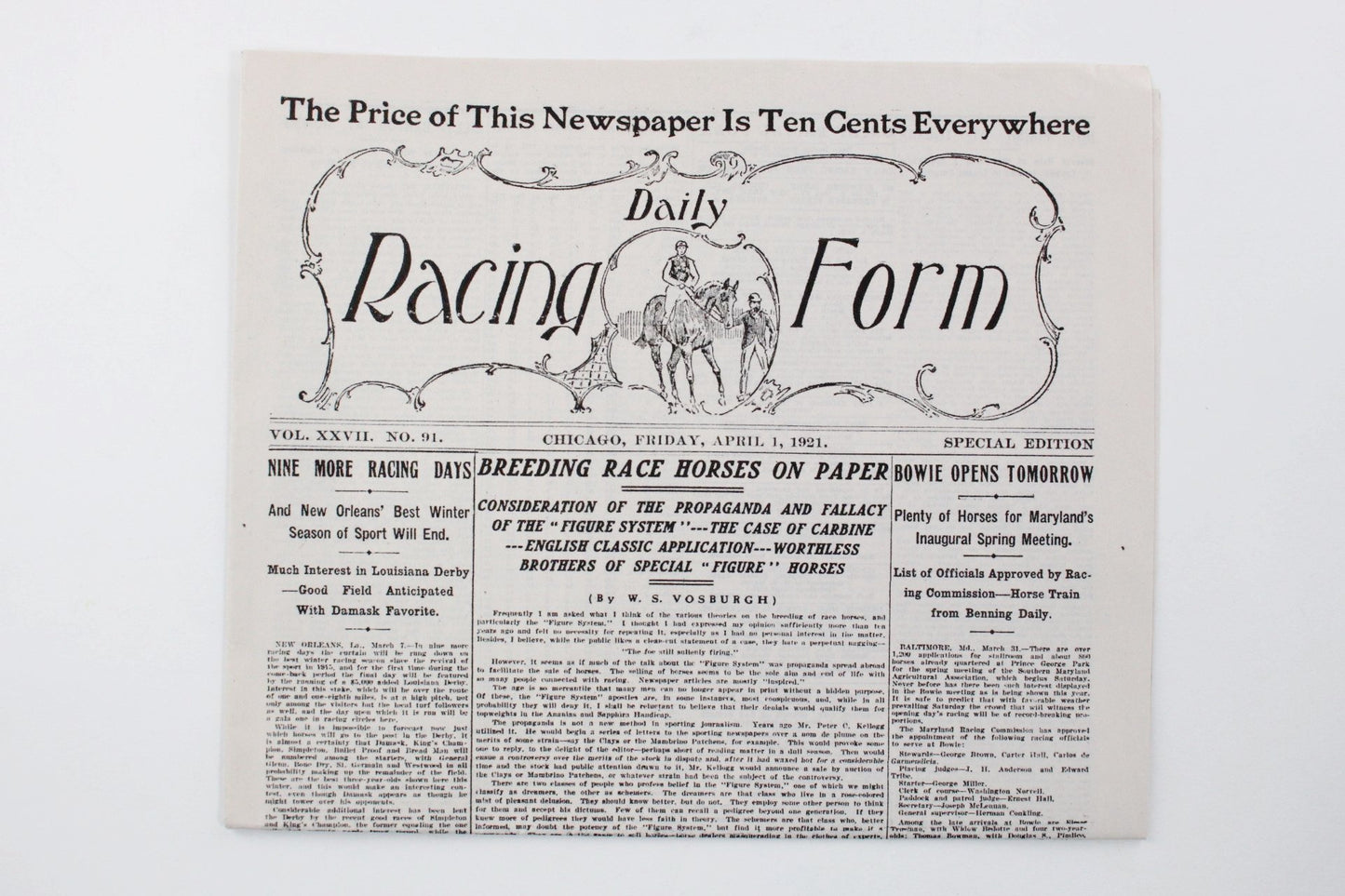 Boardwalk Empire's Chicago, IL Daily Racing Form April 1921 (6)