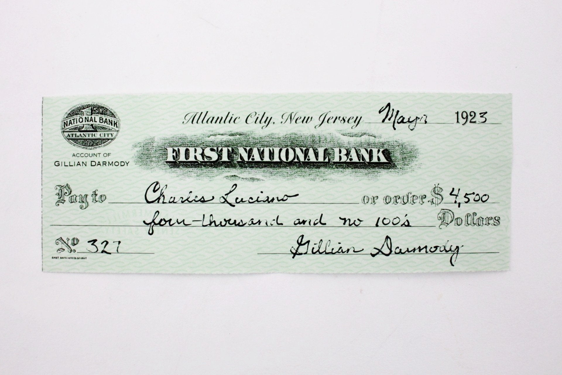 Boardwalk Empire's Gillian Darmody's $4,500 Check To Charles Luciano (9)