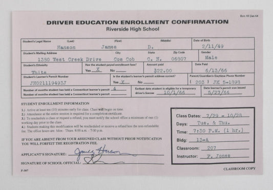 Mad Men: Sally's Driver Education Enrollment Confirmation from Episode 505 Sc 25