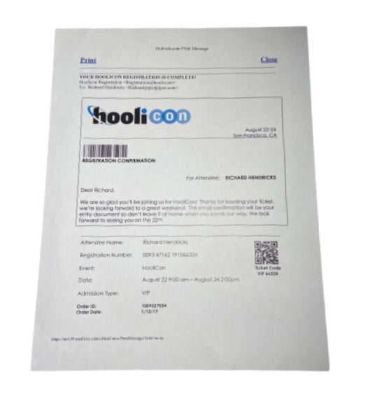 SILICON VALLEY: HooliCon Registration Confirmation