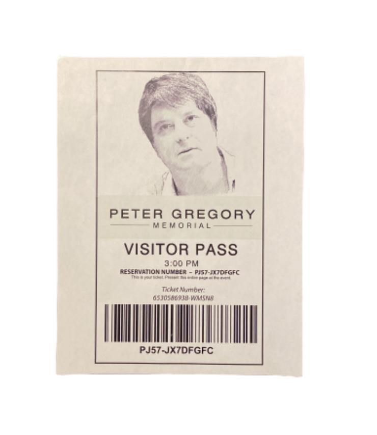SILICON VALLEY: Peter Gregory's Memorial Visitor Pass
