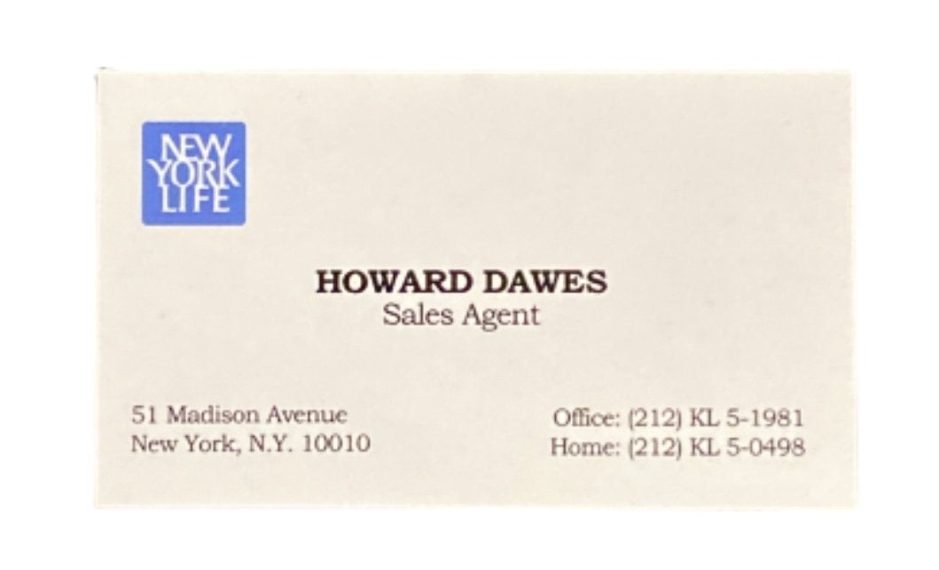 MAD MEN: Howard Dawes Business Cards