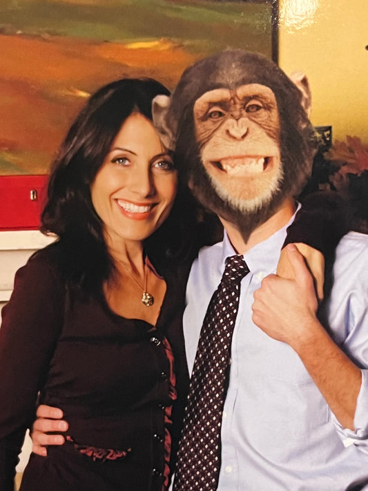 House: Dr. Cuddy's Photo with Monkey Head Covering her dates face